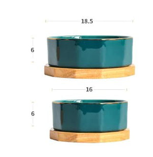 Chic Non-Slip Ceramic Cat Dish — Durable, Elegant Feeding Bowl in Grey, Green, and Purple, 16x6cm - petcareville