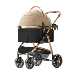 Folding Pet Stroller – Lightweight Aluminum Frame, Travel-Friendly Design - petcareville