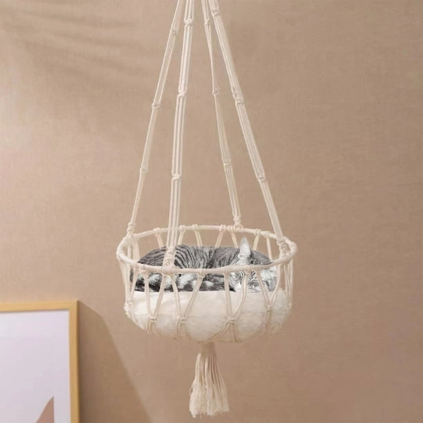 Cozy Cat Swing Bed | Elevated Hanging Hammock Nest with Soft Cushion