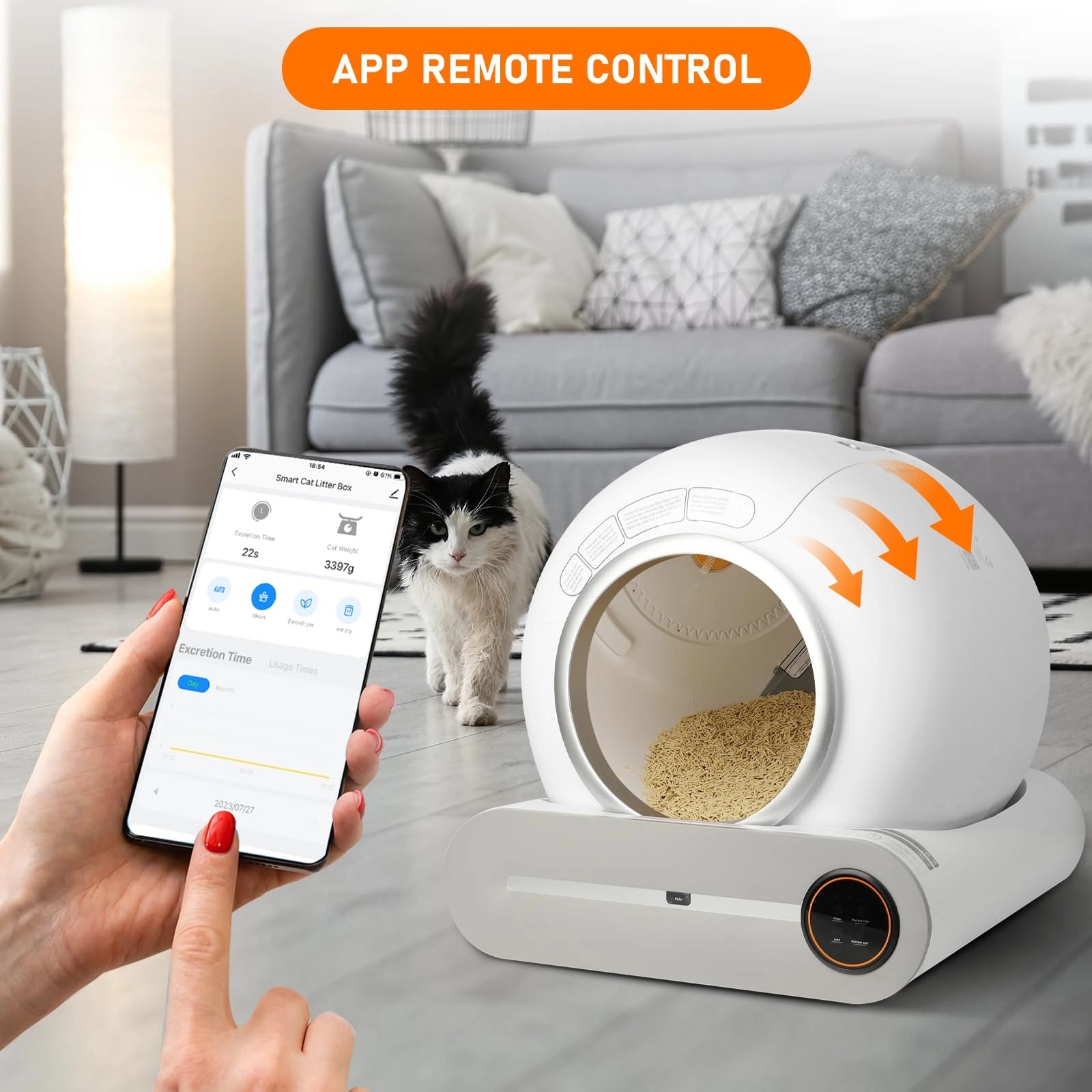 Smart Self-Cleaning Cat Litter Box with App Control | Automatic Odor-Free Pet Care
