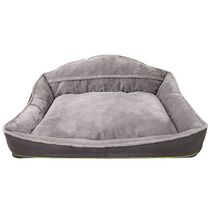 Gray pet bed with a soft texture on a white background