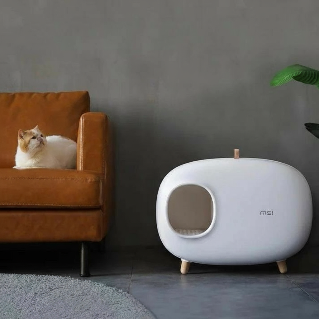 Sleek Pet Litter Station – Self-Cleaning Cat Litter Box with Odor Control & Hidden Storage