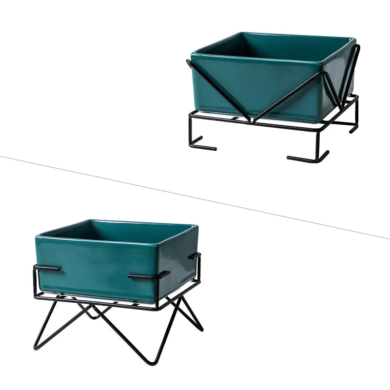 Elevated Ceramic Pet Bowl Duo with Stand