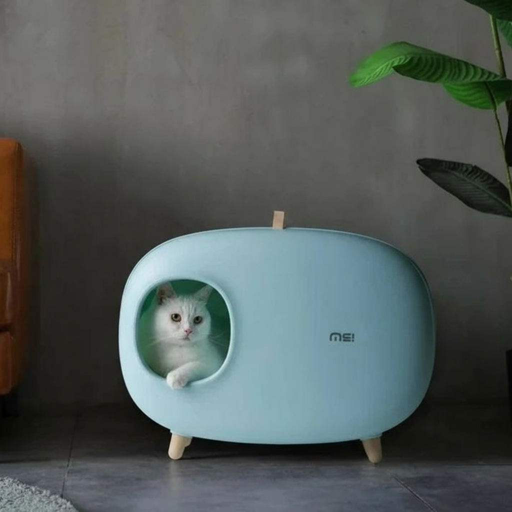 Sleek Pet Litter Station – Self-Cleaning Cat Litter Box with Odor Control & Hidden Storage