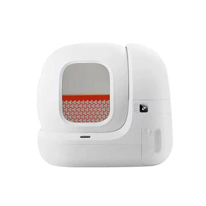 White electronic device with a small screen and buttons on a white background