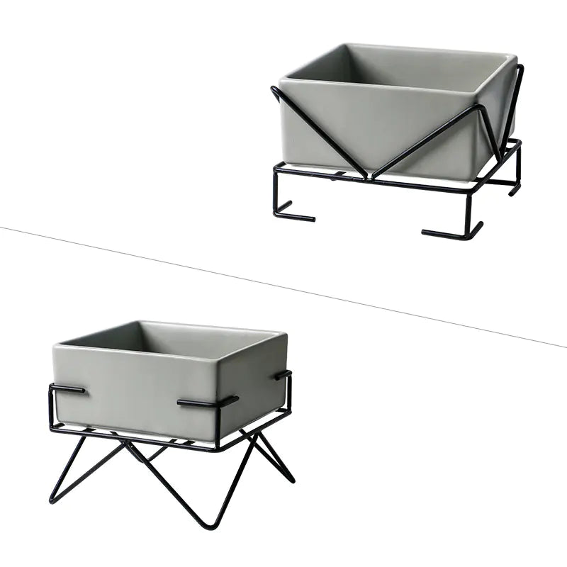 Elevated Ceramic Pet Bowl Duo with Stand