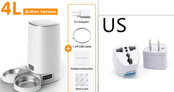White pet feeder button version on a white background