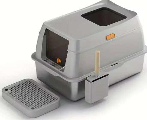 Deluxe Stainless Steel Fully Enclosed Cat Litter Box – Large, Odor Resistant, Easy to Clean, Modern Luxury for All Breeds
