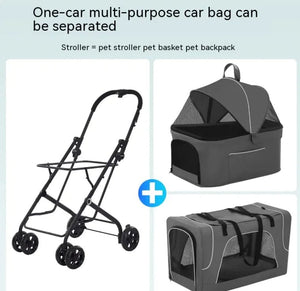 Pet Stroller for Small Dogs & Cats — Lightweight Foldable Dog Stroller, Durable Steel Frame with Breathable Mesh