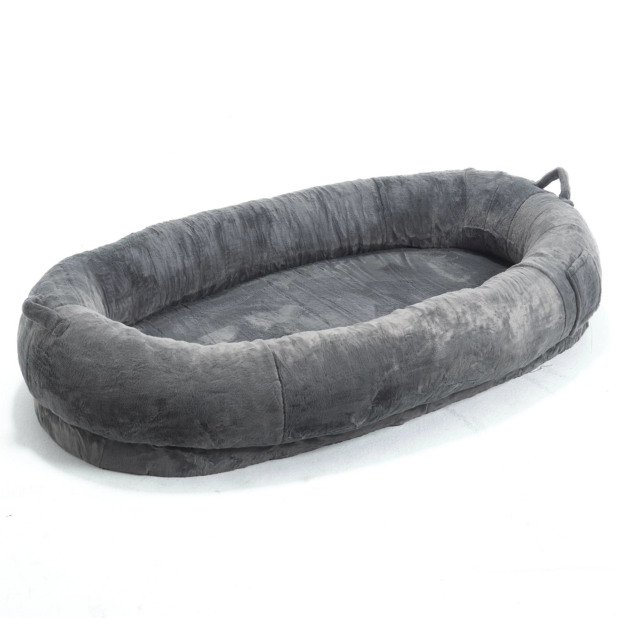 Dog & Human Bed — Oversized Luxury Lounger with Soft Durable Fabric, Stain-Resistant, Stylish Light Gray Design