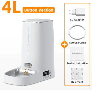 White pet feeder with accessories on a white background