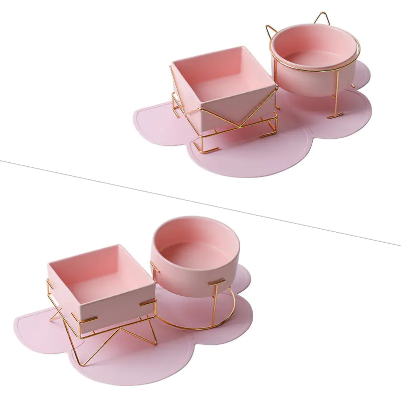 Elevated Ceramic Pet Bowl Duo with Stand