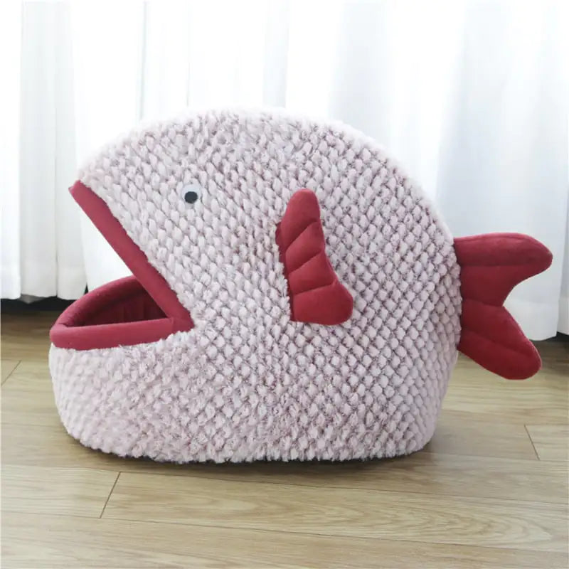 Cozy Fish-Shaped Pet Bed for Cats and Small Dogs