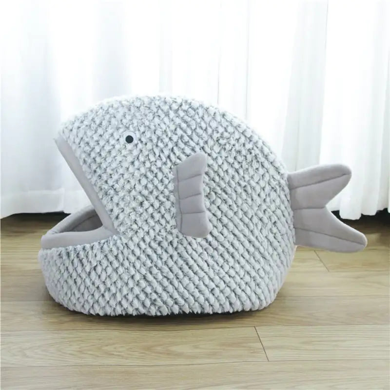 Cozy Fish-Shaped Pet Bed for Cats and Small Dogs