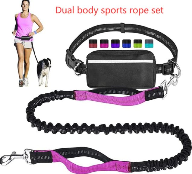 Pet Dynamic Running Gear Set — Adjustable Dual Body Traction Rope, Reflective, Anti-Tear Nylon, Multiple Colors - petcareville