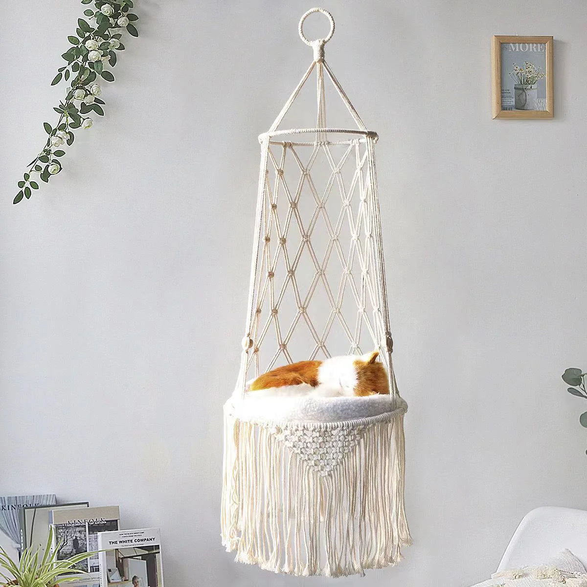 Cozy Cat Swing Bed | Elevated Hanging Hammock Nest with Soft Cushion